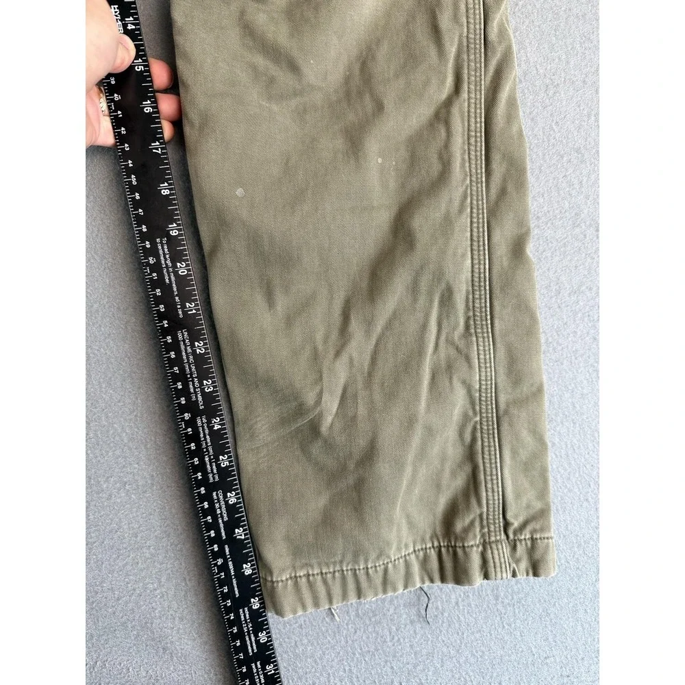 Carhartt Pants Mens 34x32 Green Relaxed Fit Flannel Lined Carpenter Workwear